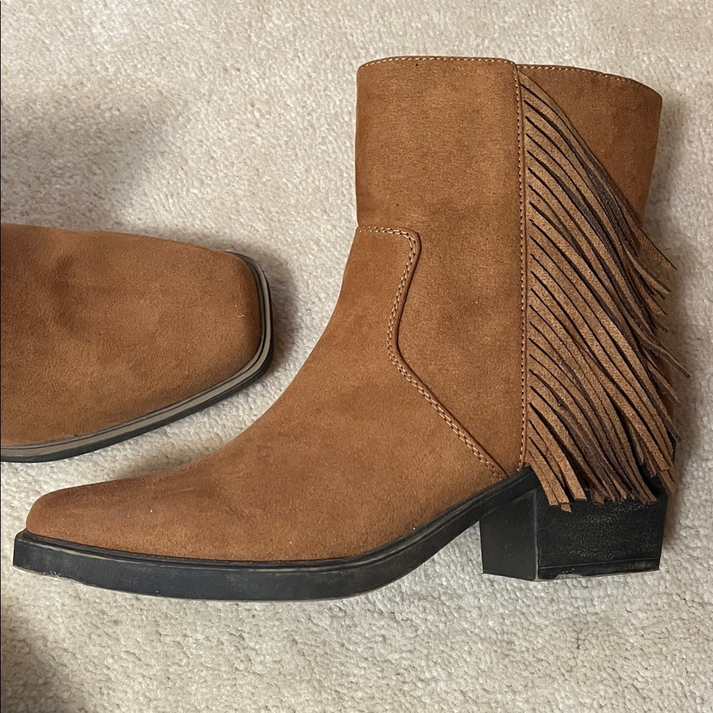 Fringe Tan Ankle Boots